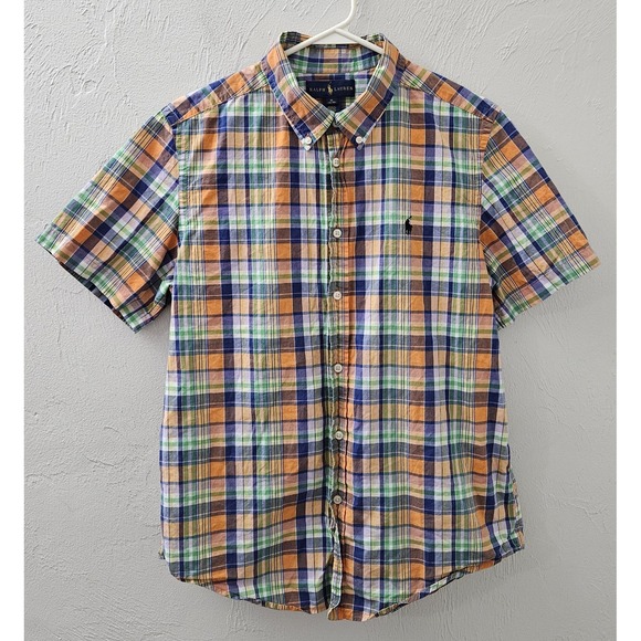 Ralph Lauren Other - Ralph Lauren Boys Polo Plaid‎ Button Down Size XL 18-20  Short Sleeve Shirt Pony